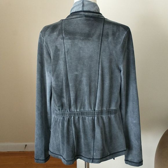 Coco + Carmen cardigan sweater jacket sweatshirt collared distressed grey size M - Picture 5 of 10